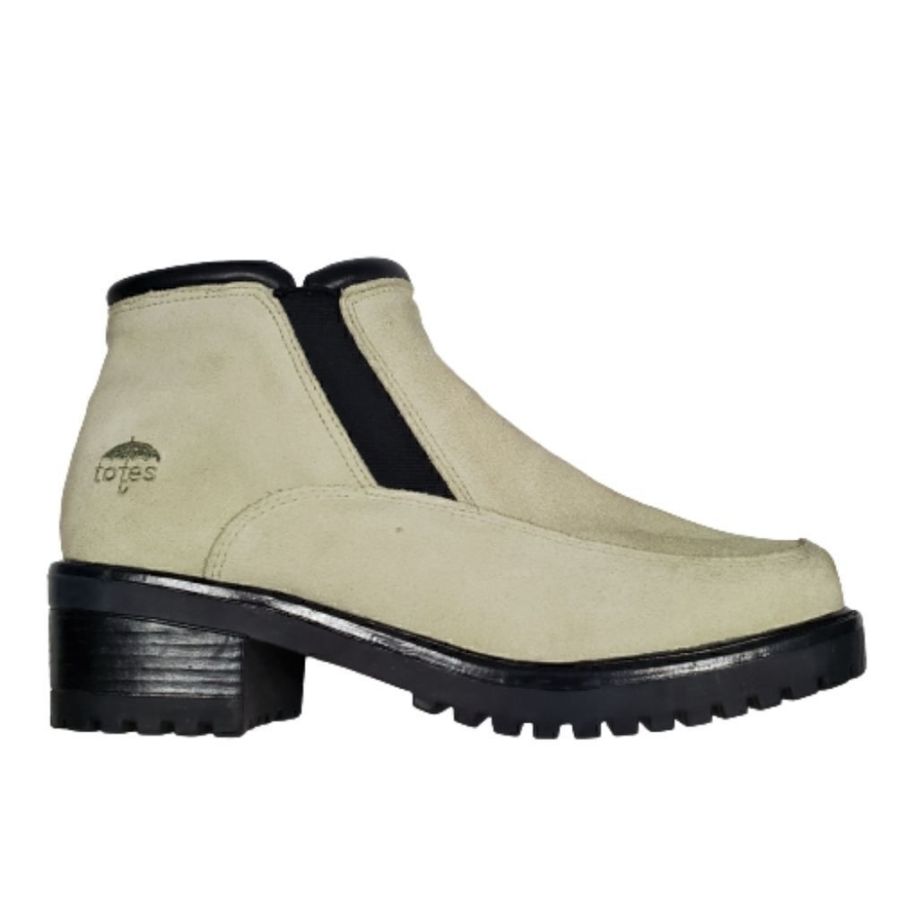 Totes Suede Ankle Boots Booties. Winter white and Black. Size 5.5